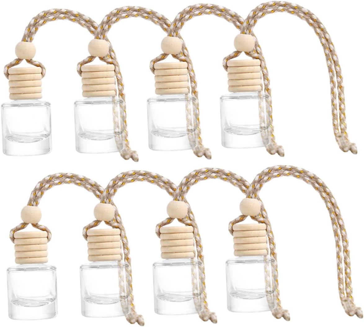 8pcs Car Glass Perfume Bottles Diffuser Pendant for Auto Decor Interior Decoration Hanging Scent Holder