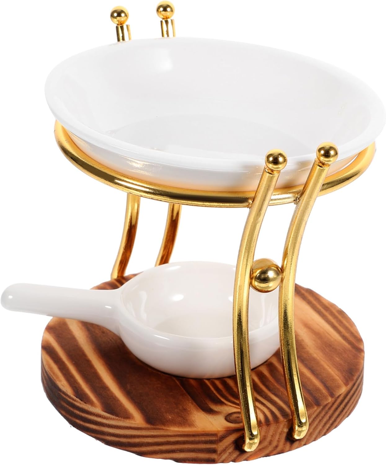 Wooden Essential Oil Burner with Iron Base for Aromatherapy