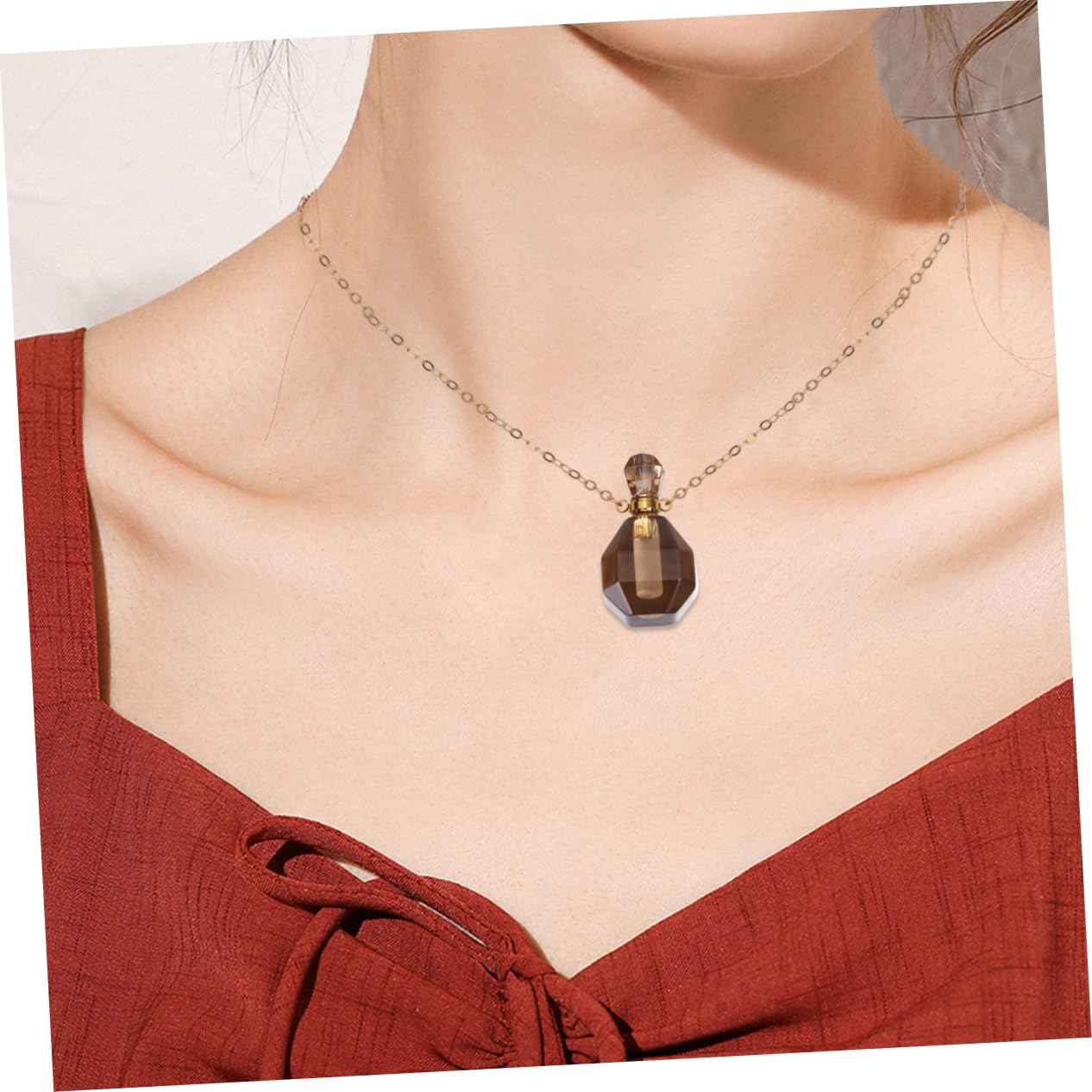 Cabilock Crystal Perfume Bottle Pendant Necklace for Women
