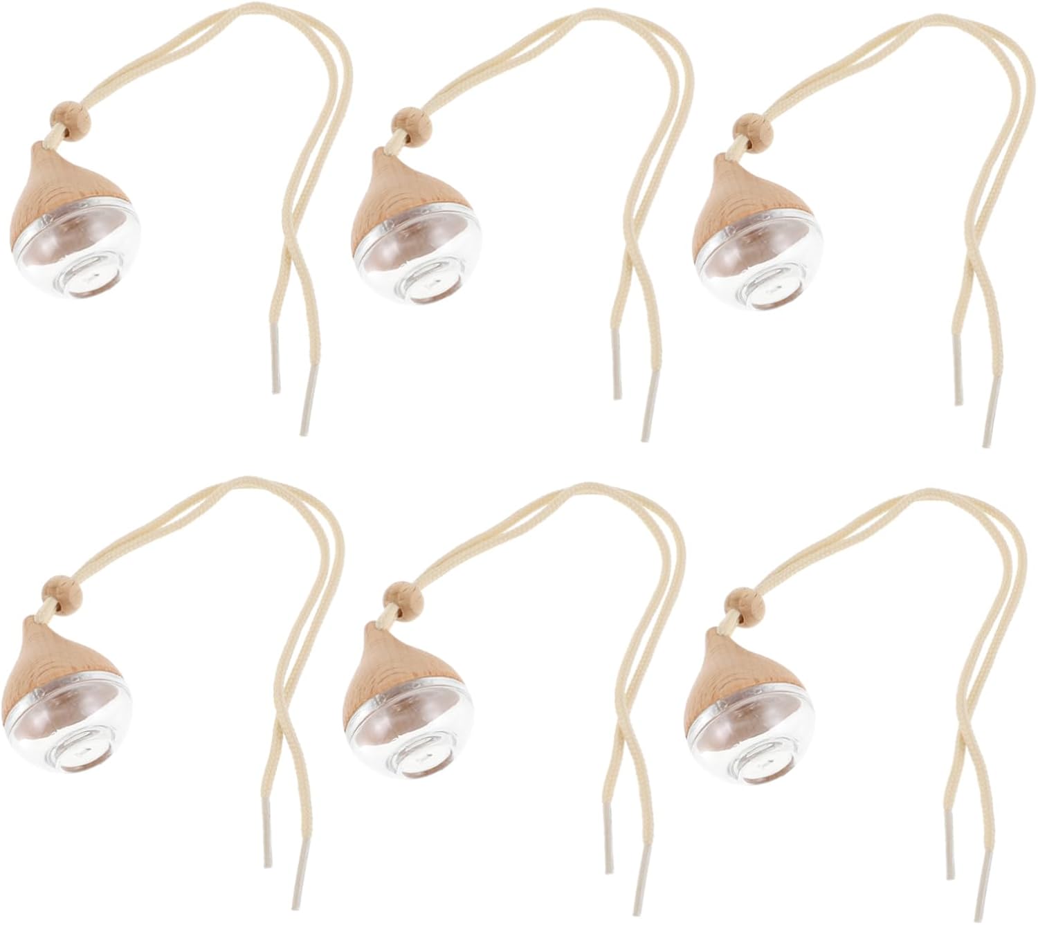 6pcs Clear Car Perfume Diffuser Bottles with Wood Lid Stylish Decor