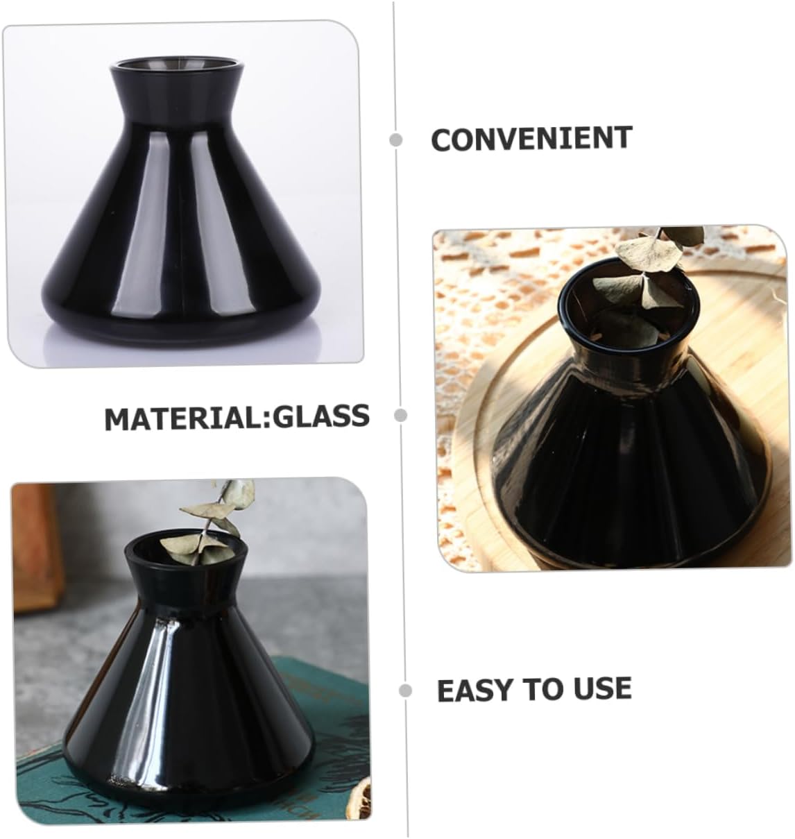 GARVALON Essential Oil Aromatherapy Glass Diffuser Bottle Decorative Perfume Jar Home Office Fragrance Container