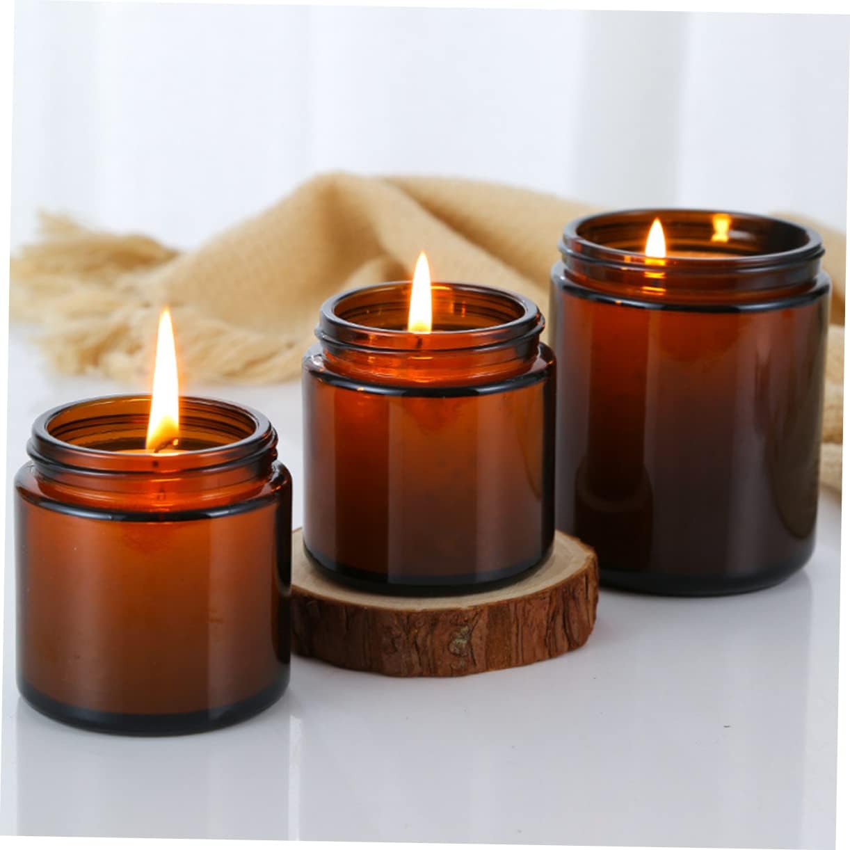 Operitacx 10pcs Glass Scented Candle Containers with Cover Bottles