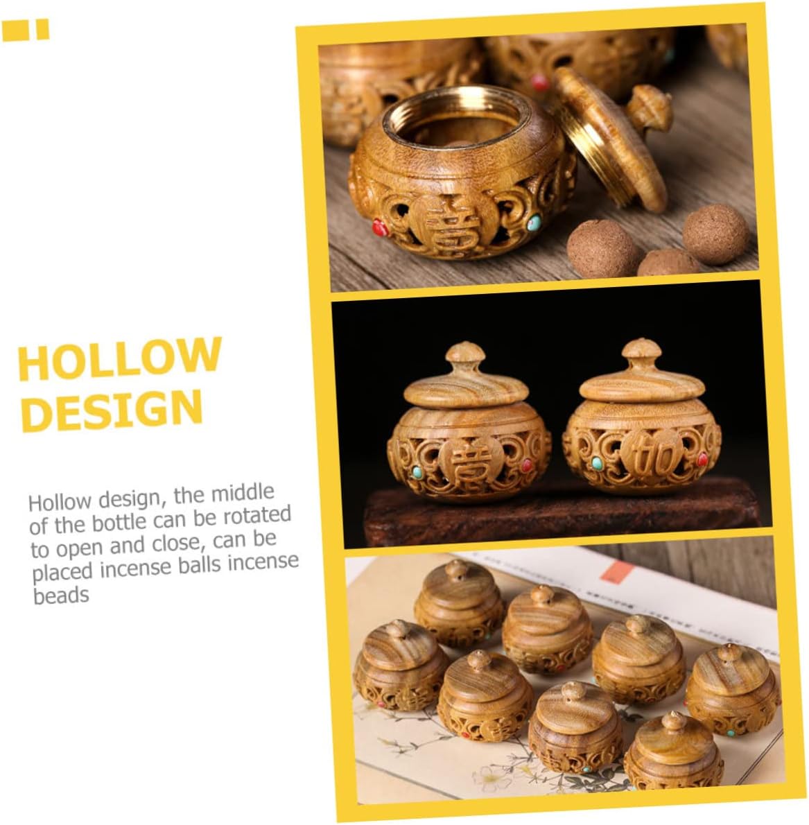 ABOOFAN 2pcs Hollow Car Diffuser Bottle Decorative Aroma Pendant for Scent Beads Vintage Design Holder for Home and Car