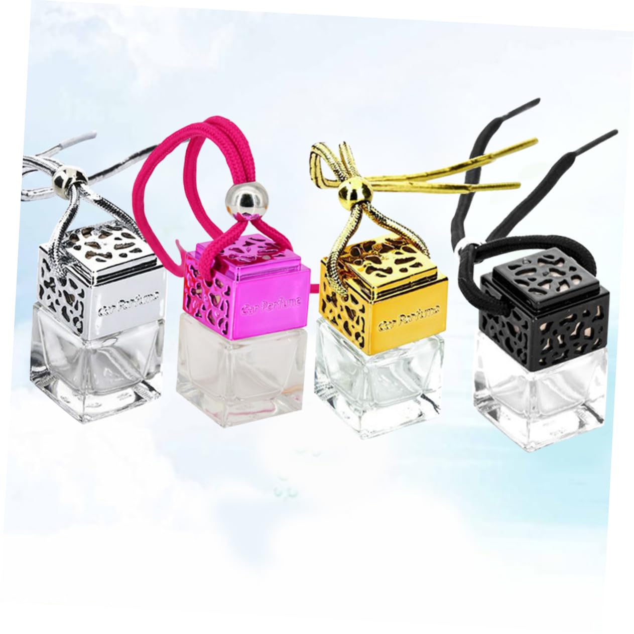 4pcs Hollow Glass Perfume Bottles with Elegant Designs