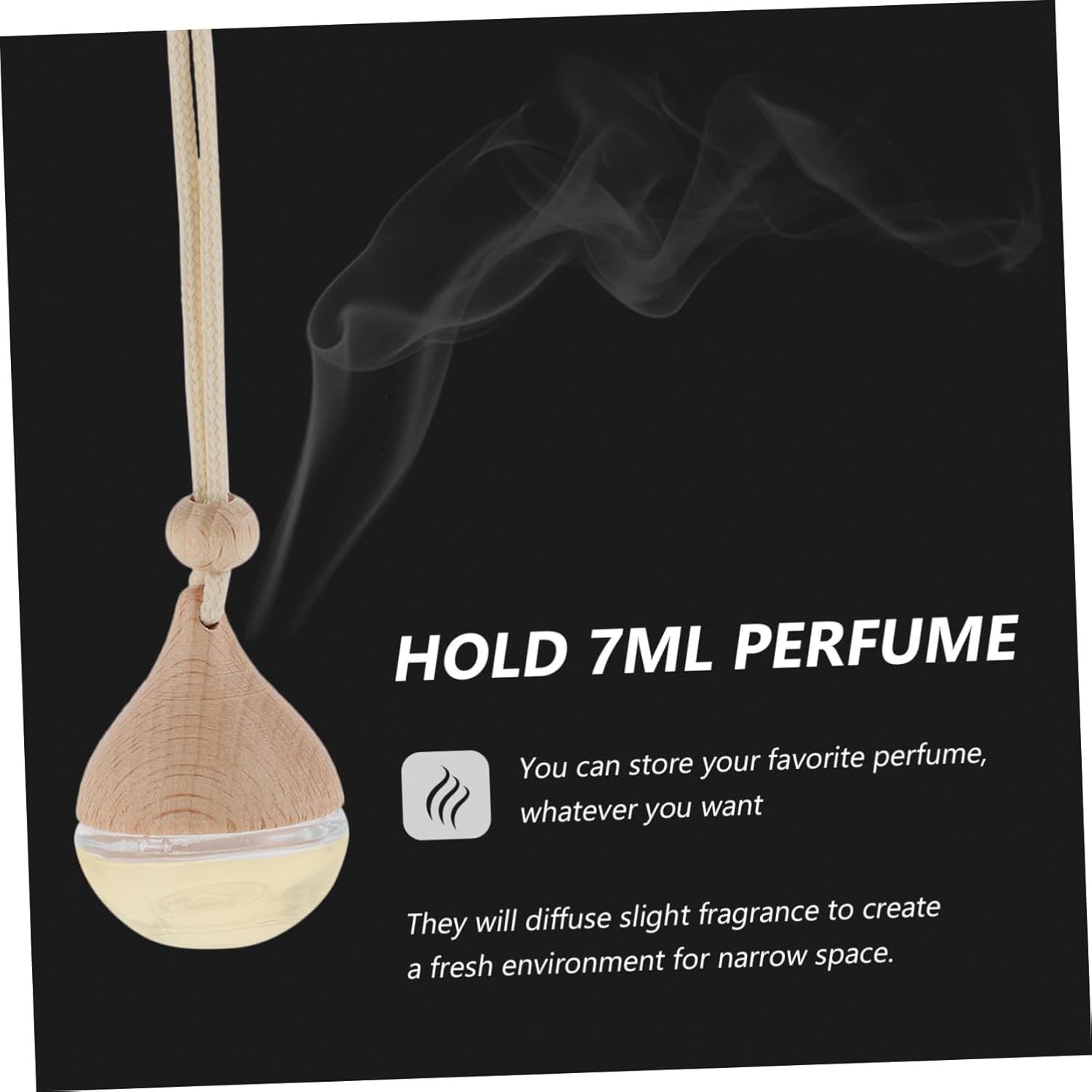 7ml Refillable Car Perfume Bottle Set of 6 Glass Aromatherapy Diffuser Decorative Hanging Bottle for Car
