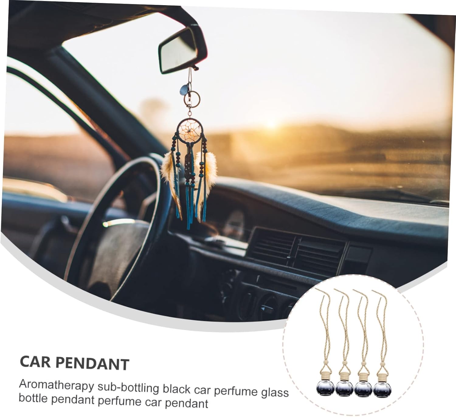 Car Perfume Hanging Pendant Set of 4 Aromatherapy Diffuser Bottles