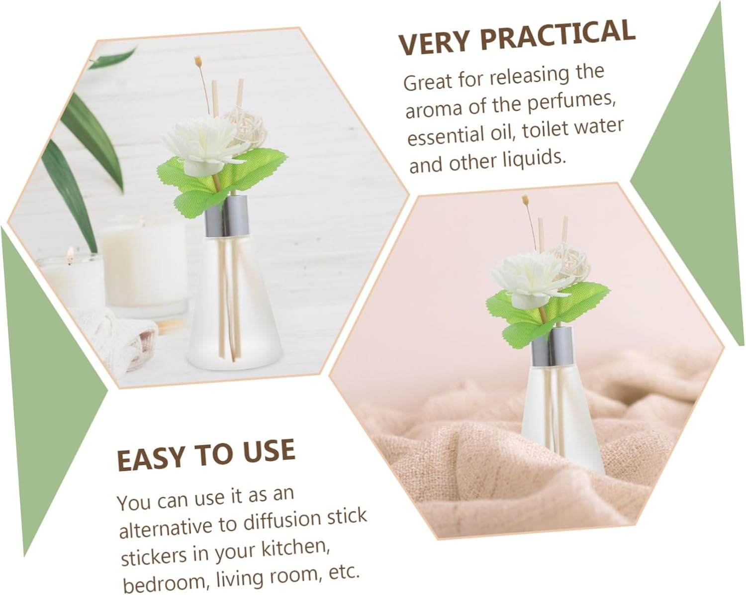 3Pcs Aroma Diffuser Elegant Glass Fragrance Bottles for Home Decor and Essential Oils