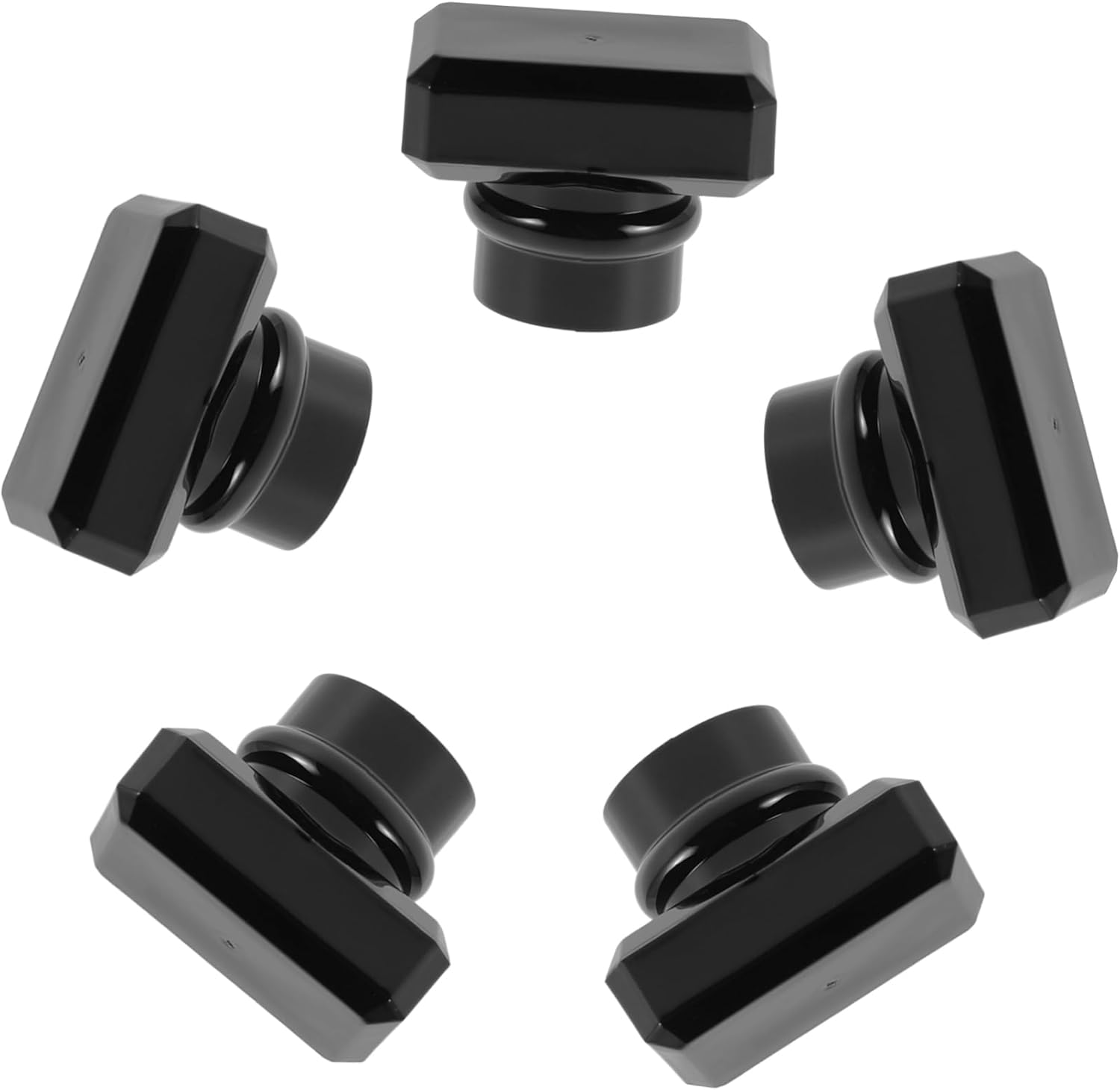5pcs Black Square Plastic Perfume Bottle Caps with Durable Seal Screws