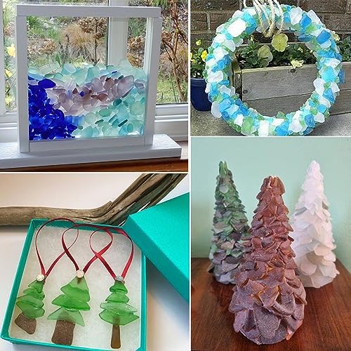 Ocefeiyue Green and Sea Blue Seaglass Pieces for Beach Party Aquarium Vase Fillers Crafts 2 LB Bulk