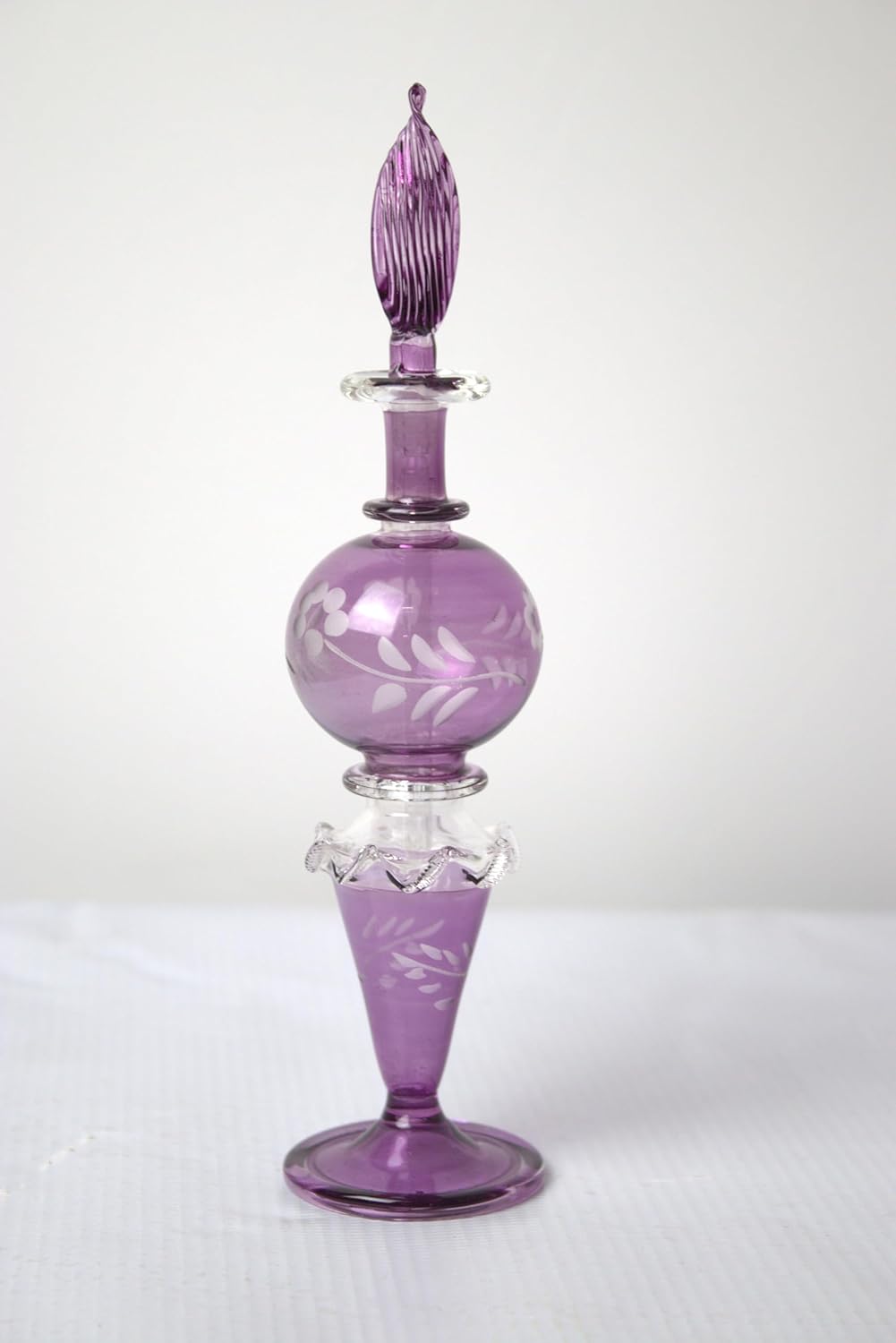 Ornamenta Purple Glass Fragrance Bottle with Engraved Design