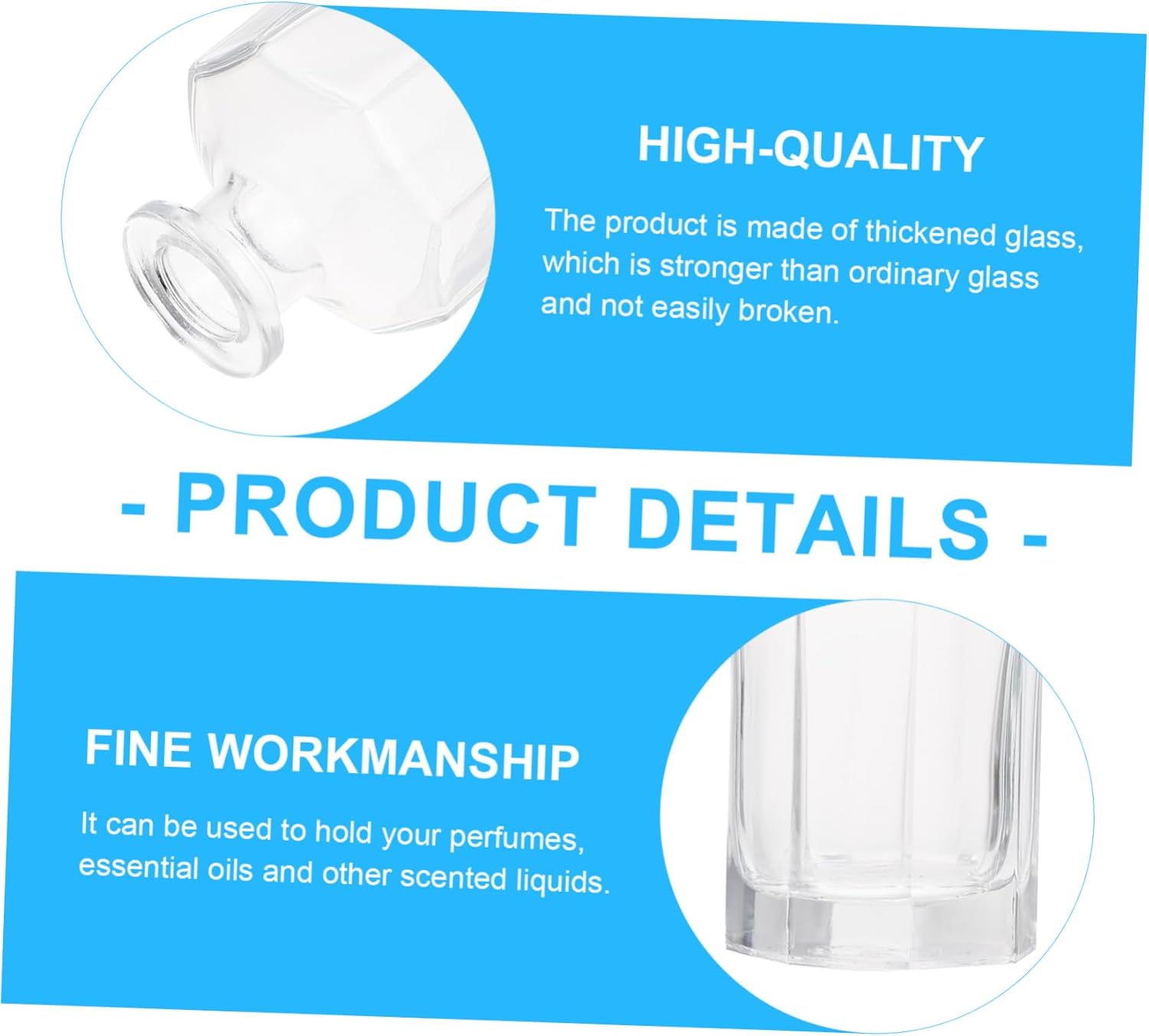 STOBAZA 2pcs Glass Bottles for Home Fragrance Diffuser and Perfume Storage