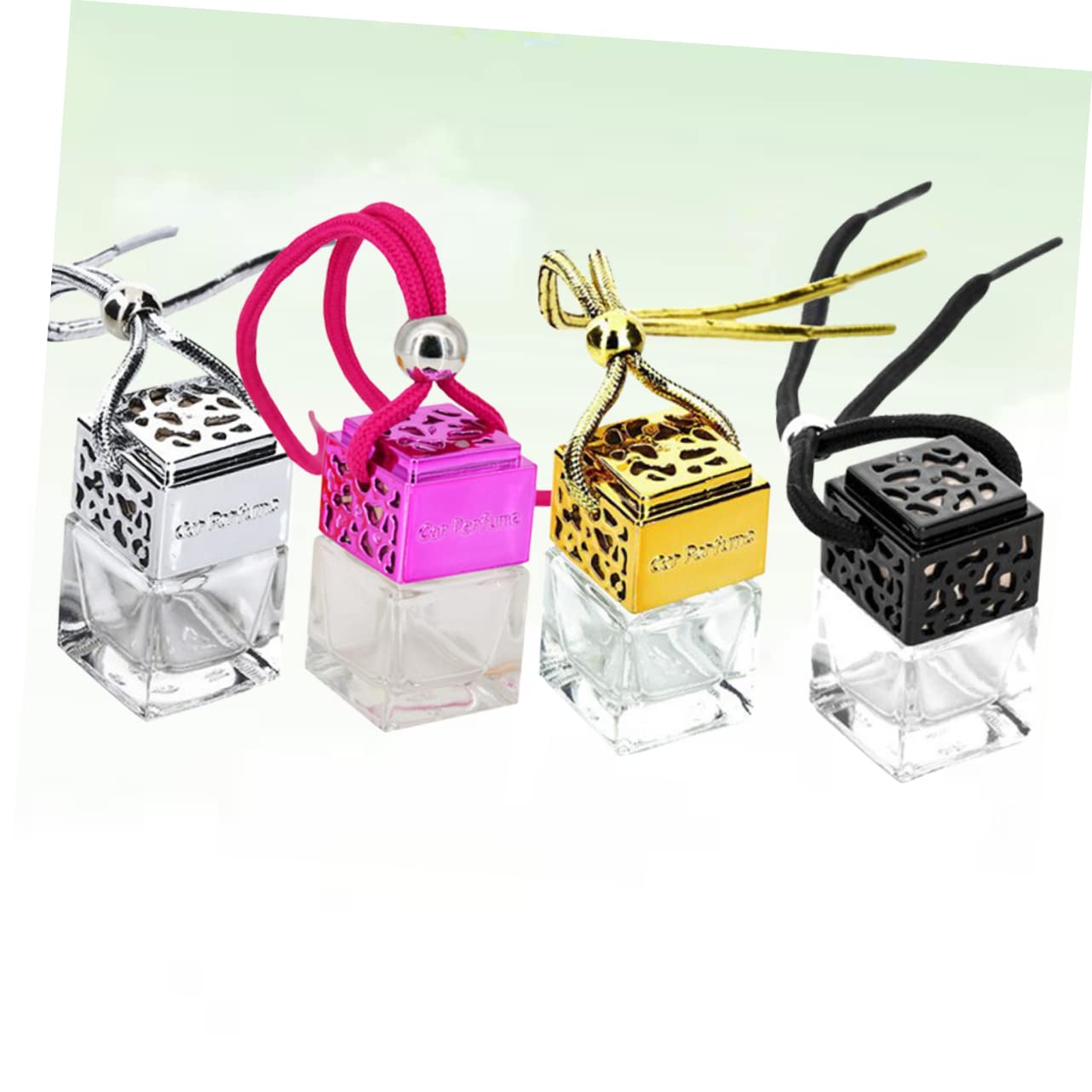 4pcs Hollow Glass Perfume Bottles with Elegant Designs