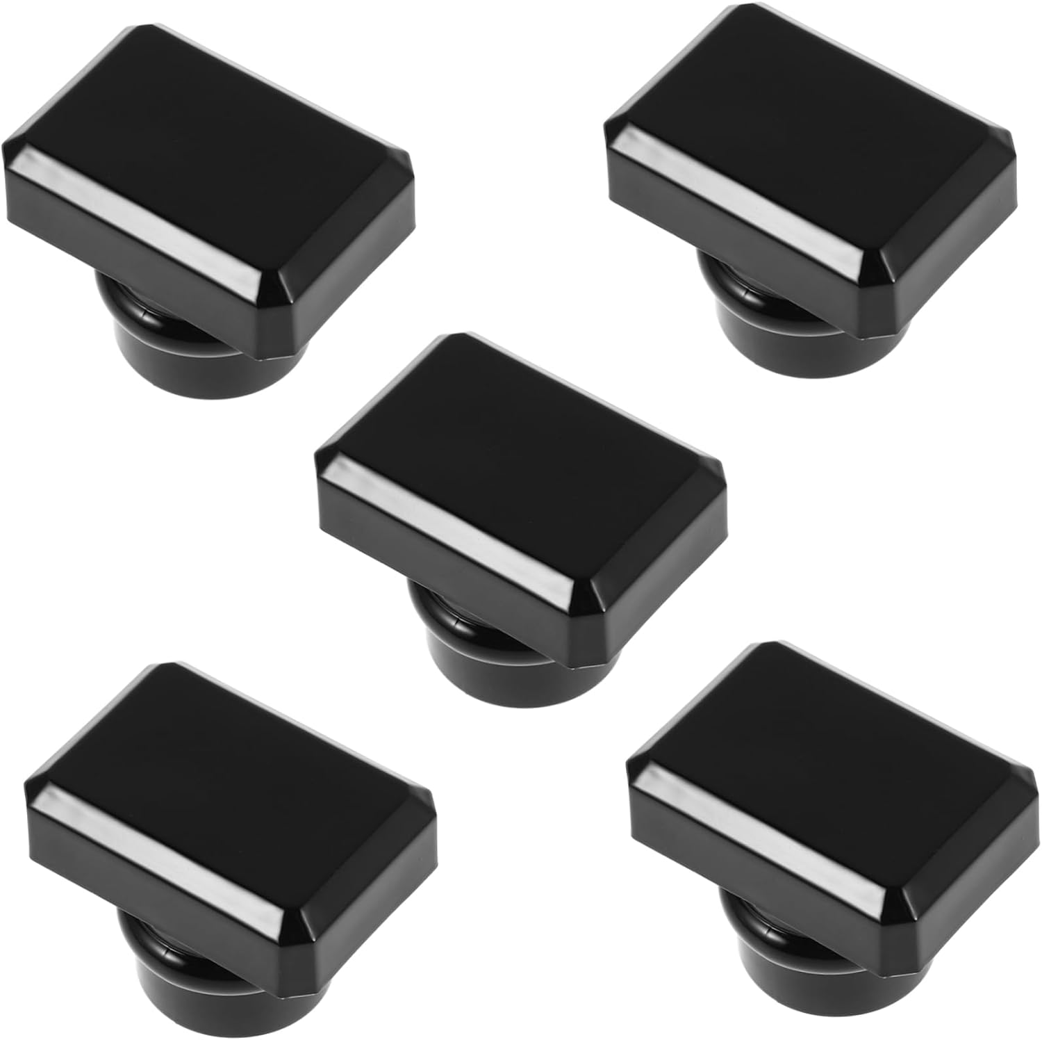 5pcs Black Square Perfume Bottle Caps with Screw Seal for Travel and Versatile Use