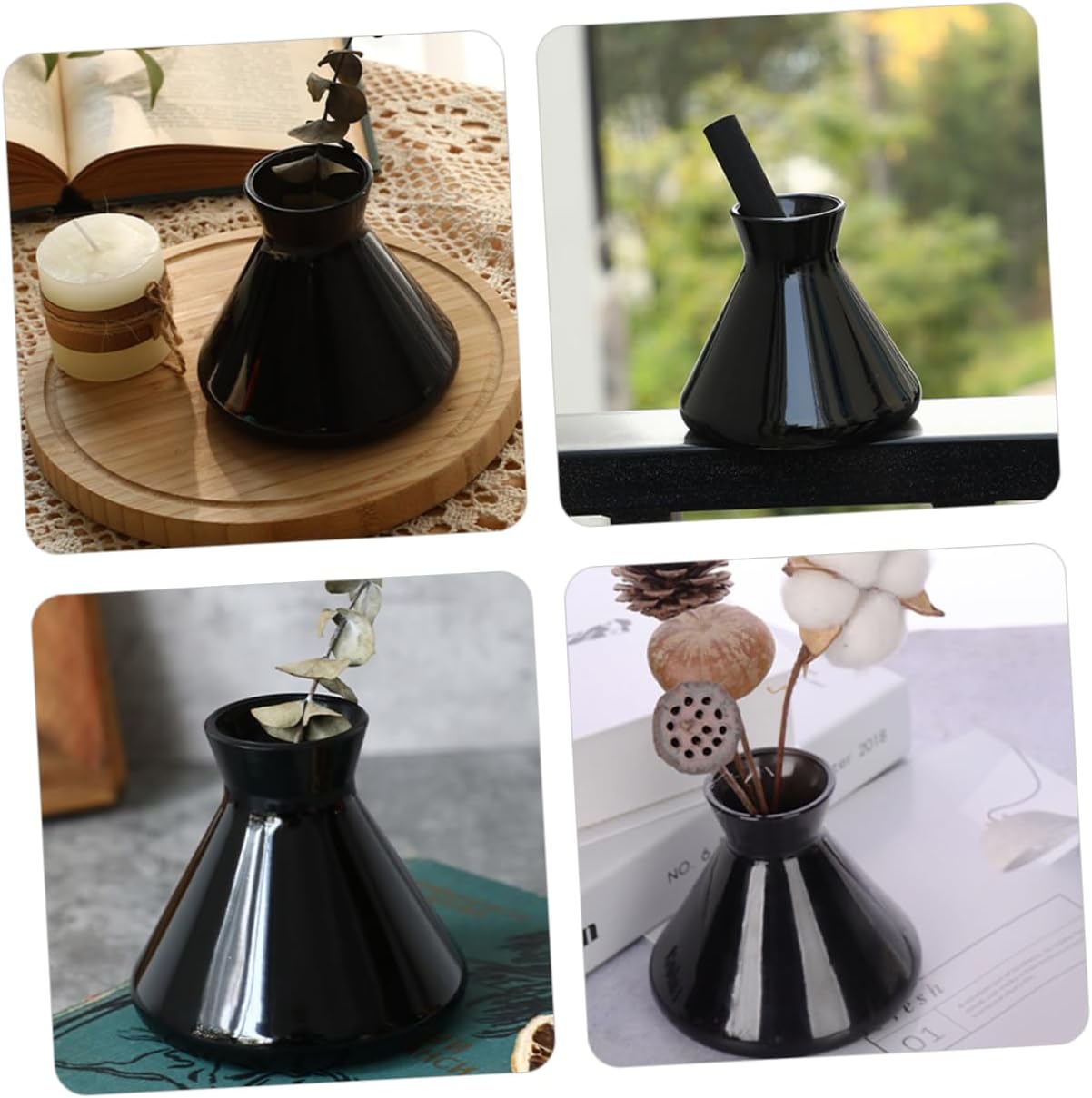GARVALON Essential Oil Aromatherapy Glass Diffuser Bottle Decorative Perfume Jar Home Office Fragrance Container