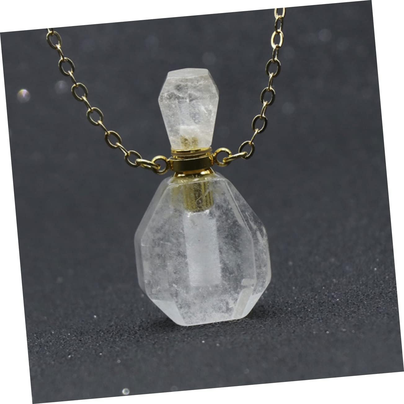 Ciieeo Natural Fluorite Crystal Wishing Bottle Pendant Necklace