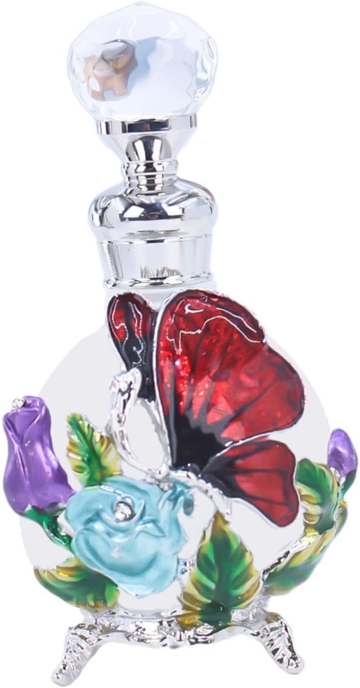 Glass Perfume Bottle 25ml Retro Embossed Dripping Cap Empty Vial for Ladies