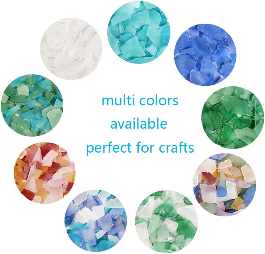 Ocefeiyue Green and Sea Blue Seaglass Pieces for Beach Party Aquarium Vase Fillers Crafts 2 LB Bulk