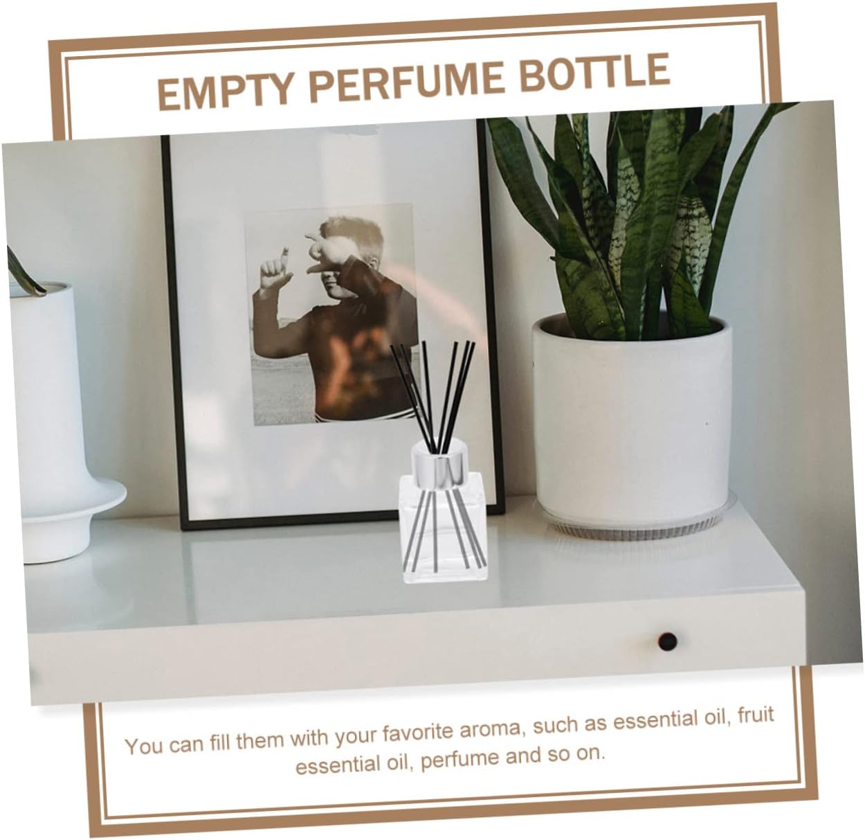 Happyyami 50ml Glass Aromatherapy Diffuser Bottle Square Design