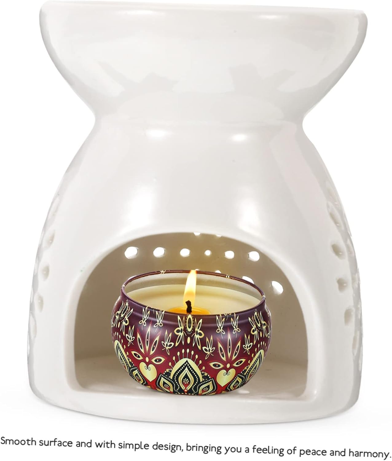 Cabilock Ceramic Essential Oil Burner with Hollowed Design