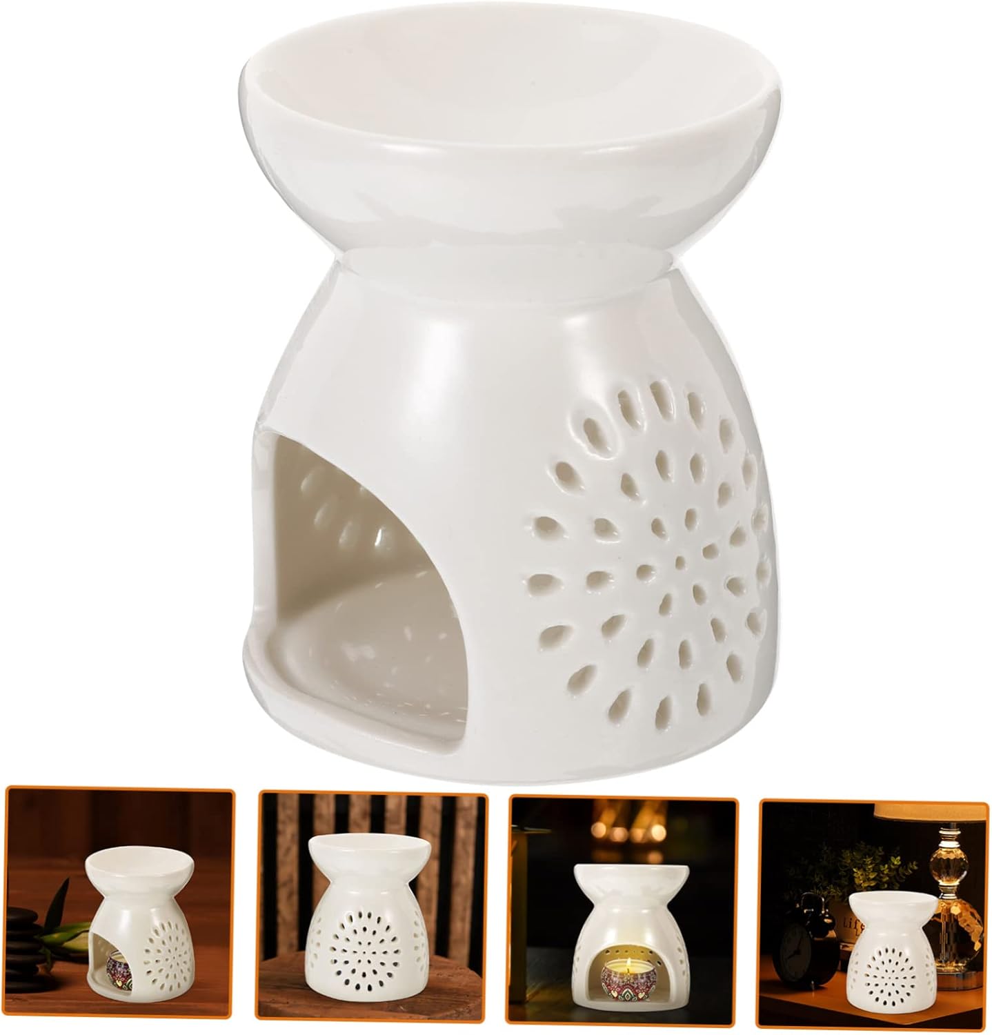 Cabilock Ceramic Essential Oil Burner with Hollowed Design