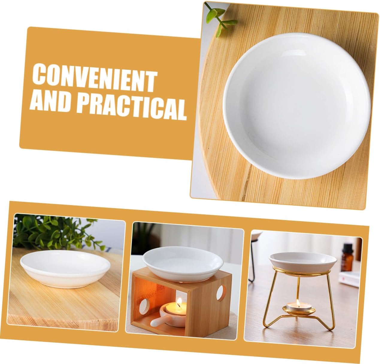 Garneck 6pcs Ceramic Essential Oil Tray for Aromatherapy Candle Melting