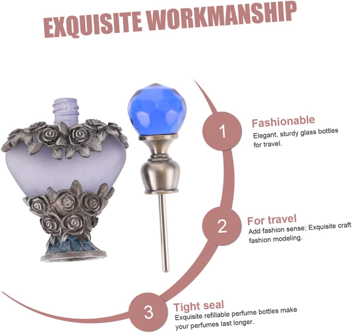 VICASKY 2Pcs Vintage Perfume Bottle Elegant Decorative Essential Oil Container