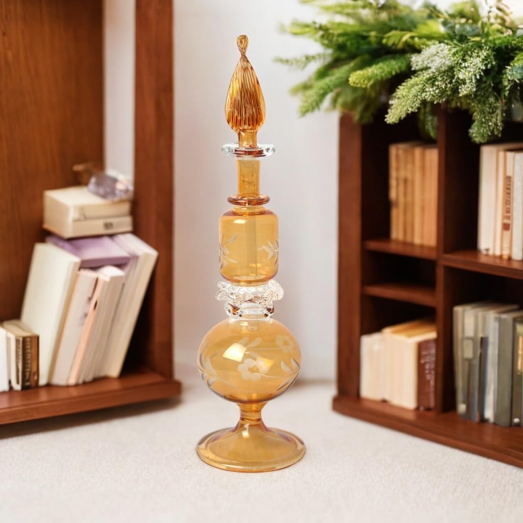 Hand Blown Amber Fragrance Glass Bottle