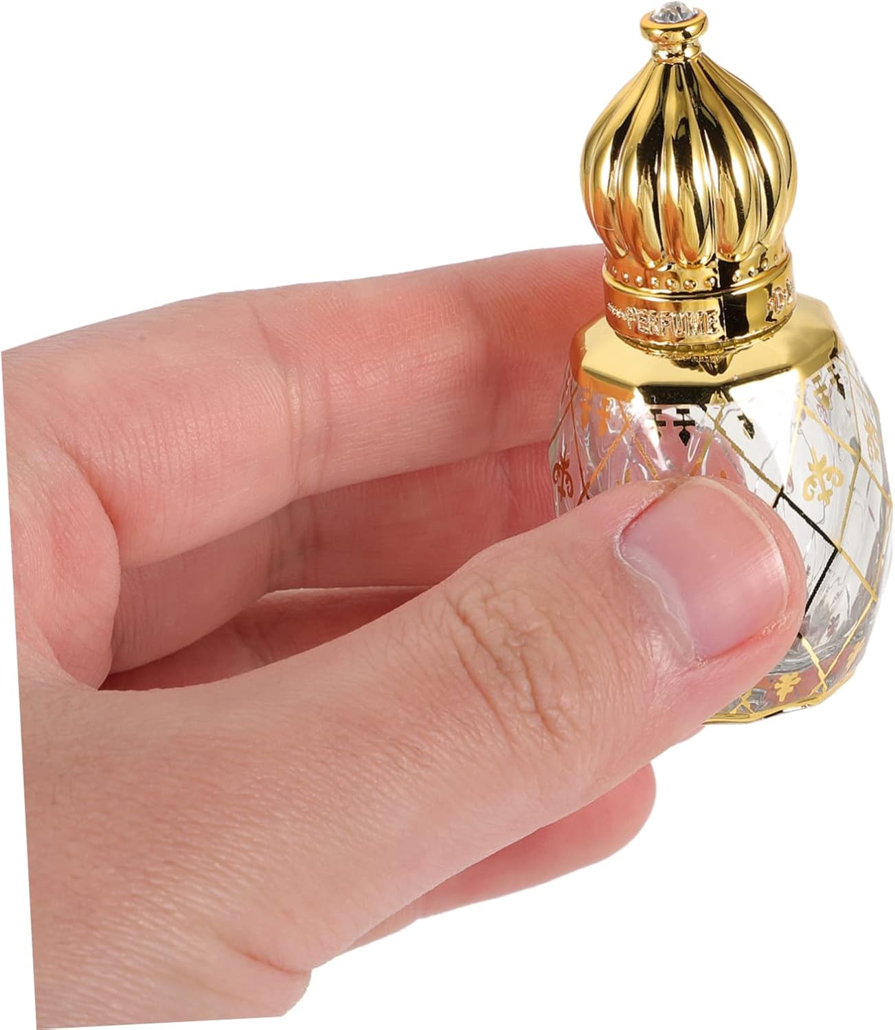 Middle Eastern Style Refillable Perfume Bottle with Vintage Crown Lid