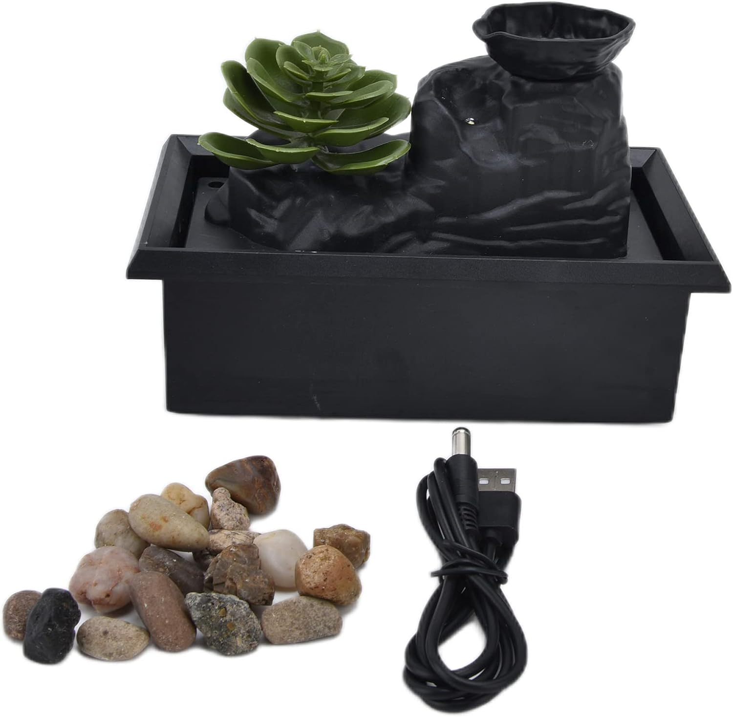 Diydeg Mini Desktop Waterfall Fountain with LED Light