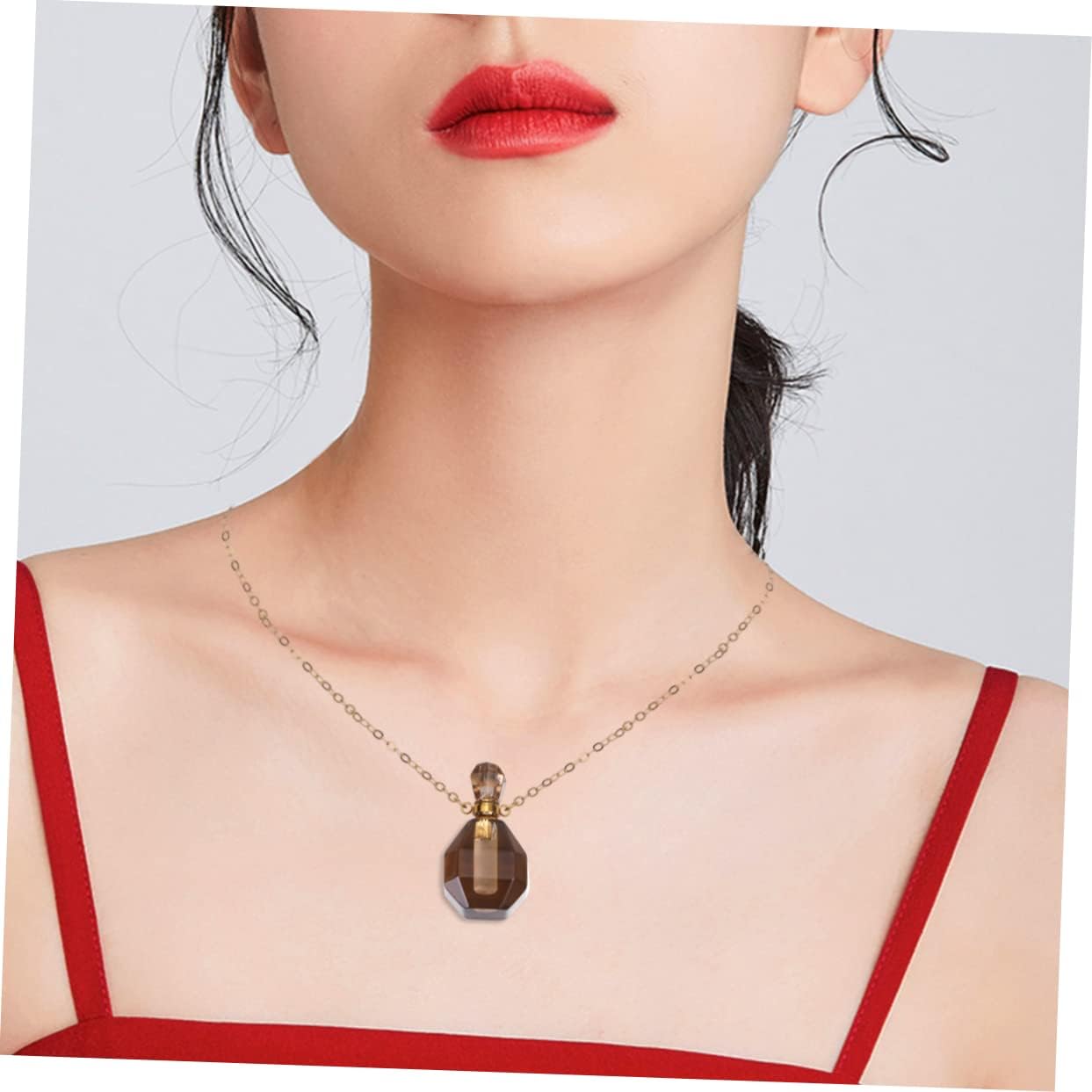 Cabilock Crystal Perfume Bottle Pendant Necklace for Women