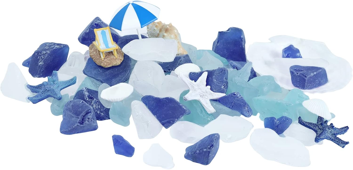 Ausluru 5LB Frosted Sea Glass Vase Fillers