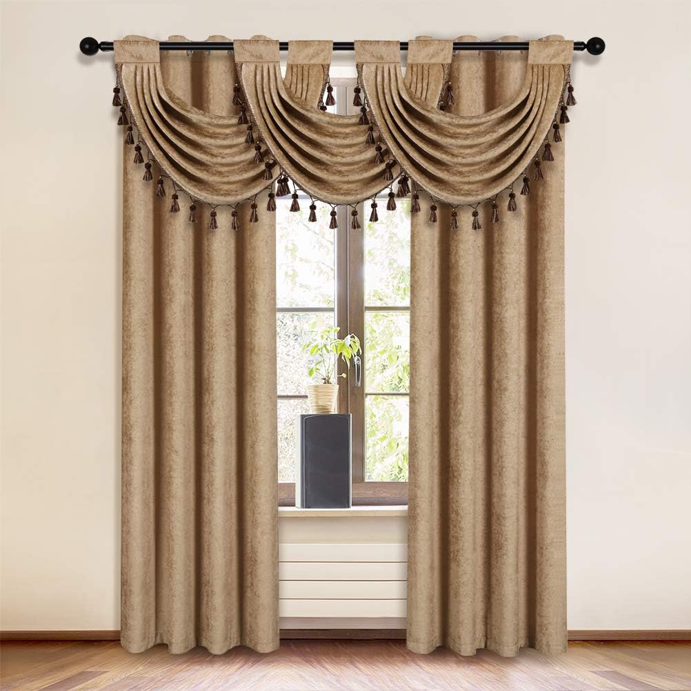 ELKCA Coffee Thick Chenille Swag Valance 30x22