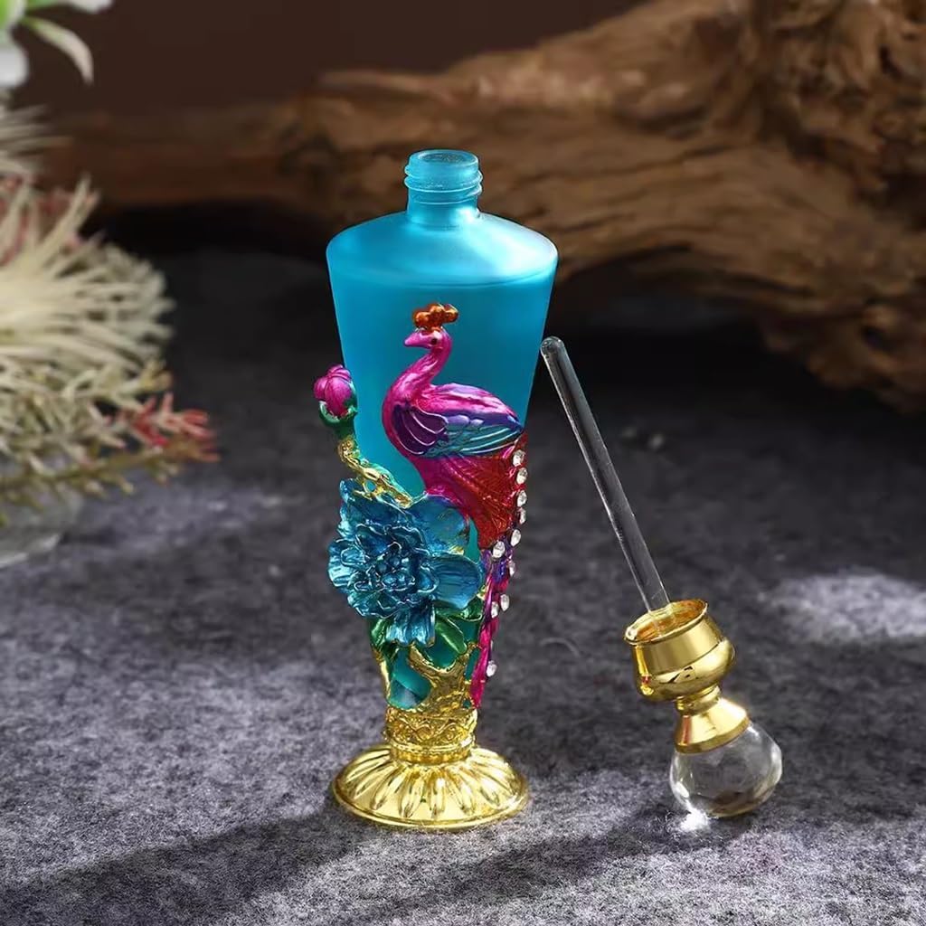 30ml Glass Perfume Bottle with Rhinestones Refillable Essential Oil Vial