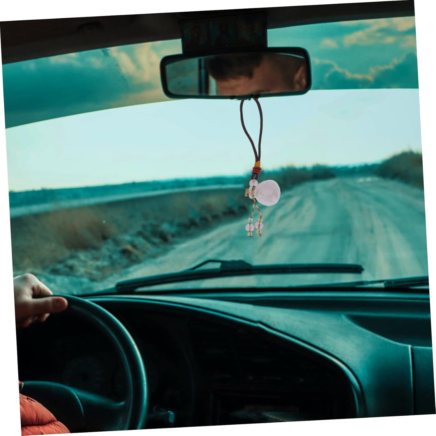 Natural Rose Quartz Car Hanging Perfume Bottle Pendant