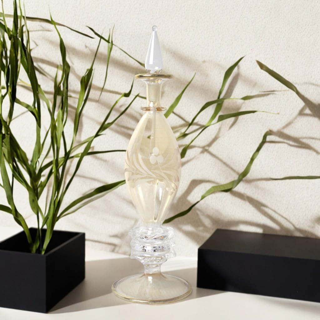 Blown Glass Perfume Bottle with 14K Gold Trim