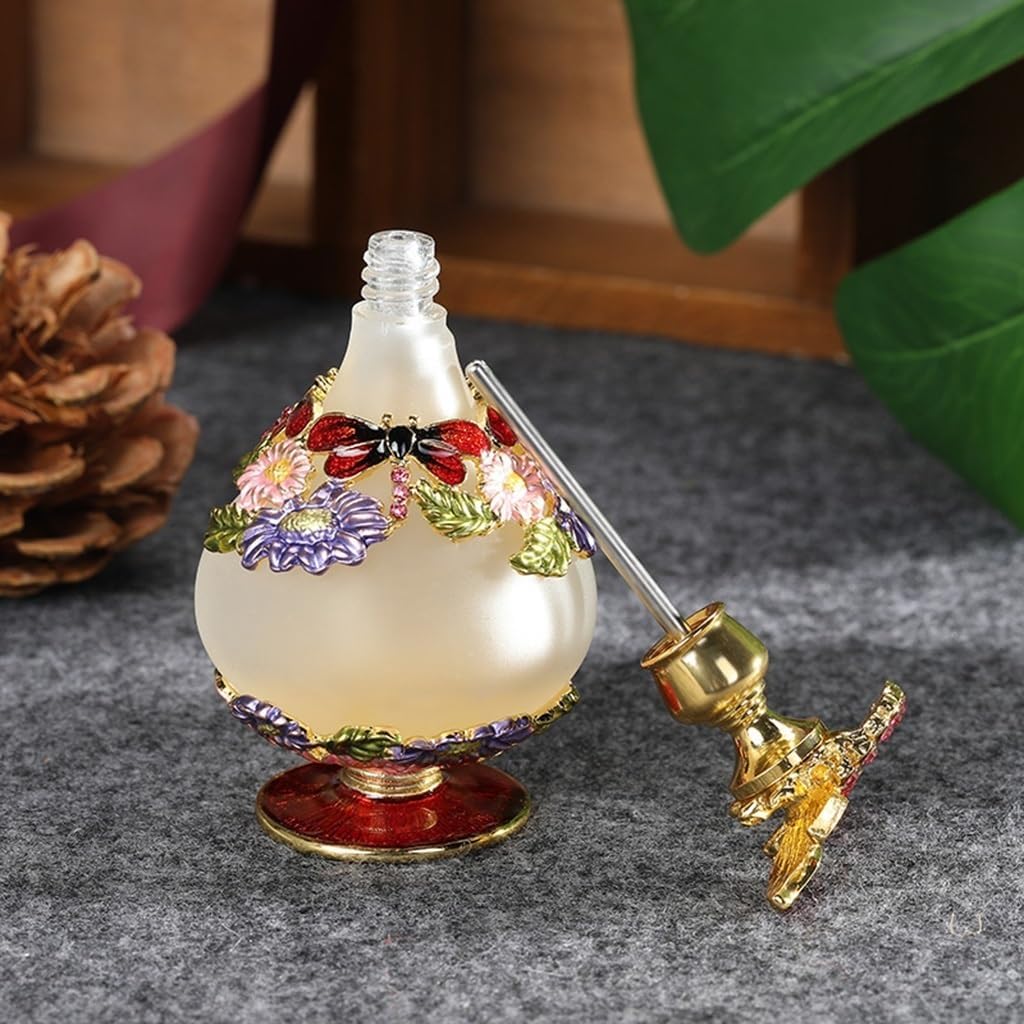 25ml Perfume Bottles Empty with Dragonfly Cover Vintage Glass Decorative Bottles for Girls Women