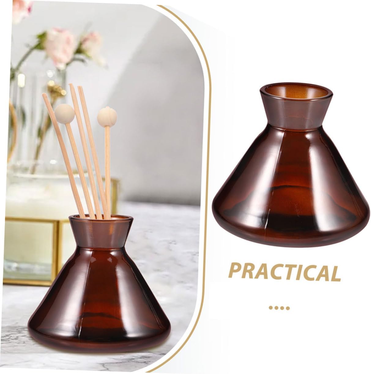 2Pcs Wide Mouth Refillable Diffuser Bottles with Colorful Glass Design