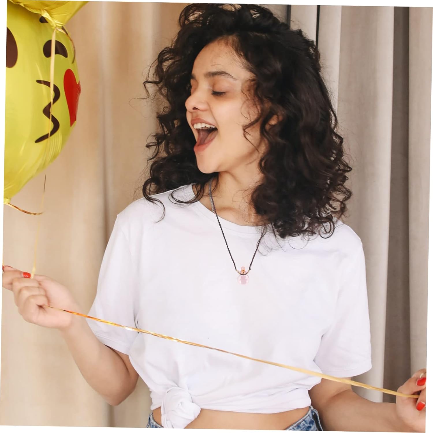 VINTORKY Glass Essential Oil Diffuser Pendant Necklace Car Decor Accessory