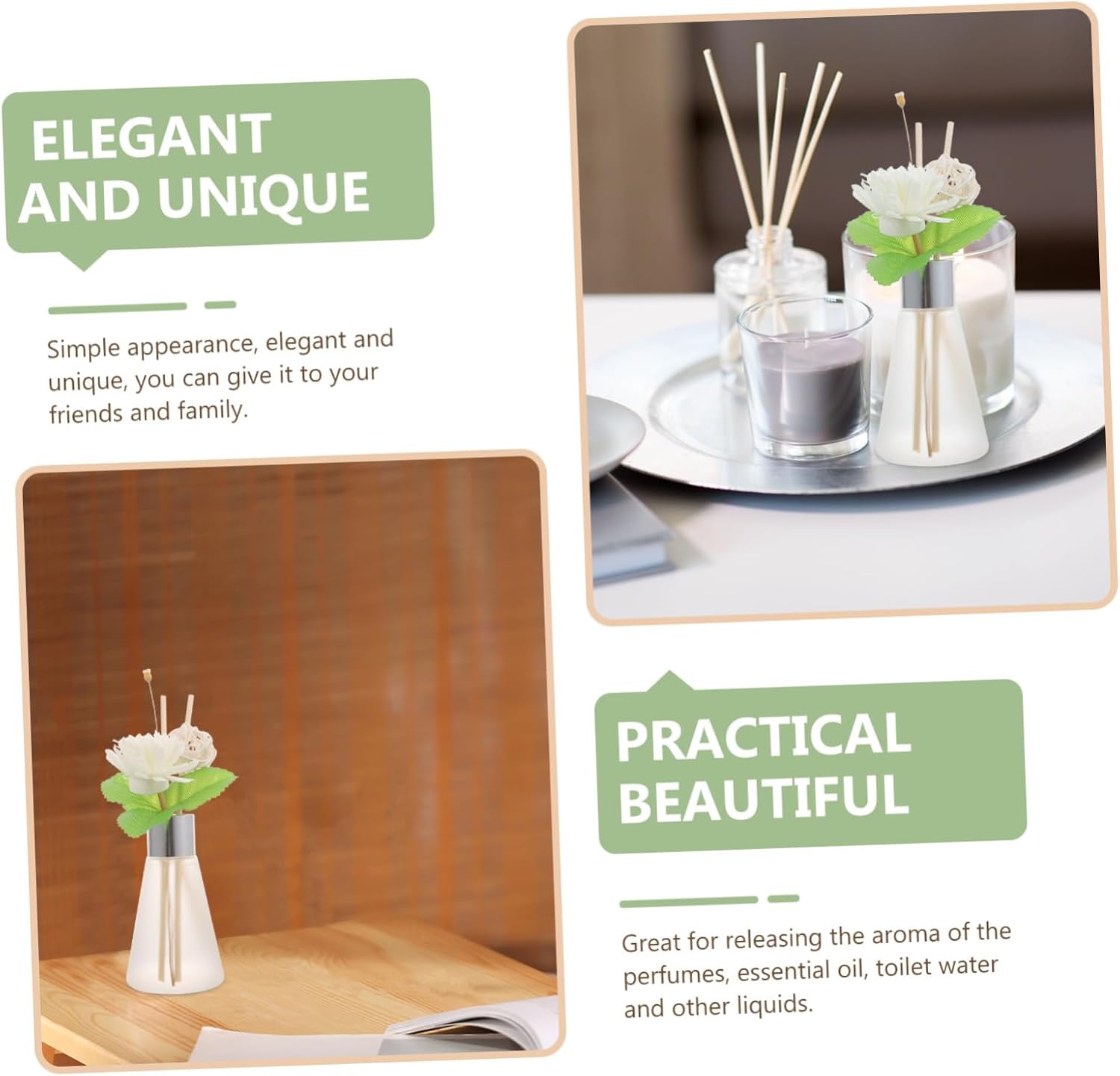 3Pcs Aroma Diffuser Elegant Glass Fragrance Bottles for Home Decor and Essential Oils