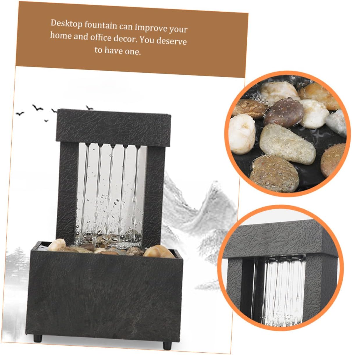 LIFKOME Mini Water Fountain for Home Office Decor