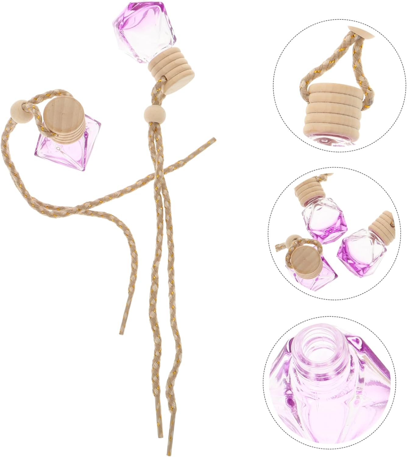 5Pcs Car Hanging Perfume Diffuser Bottles with Lid and String for Rearview Mirror Decor
