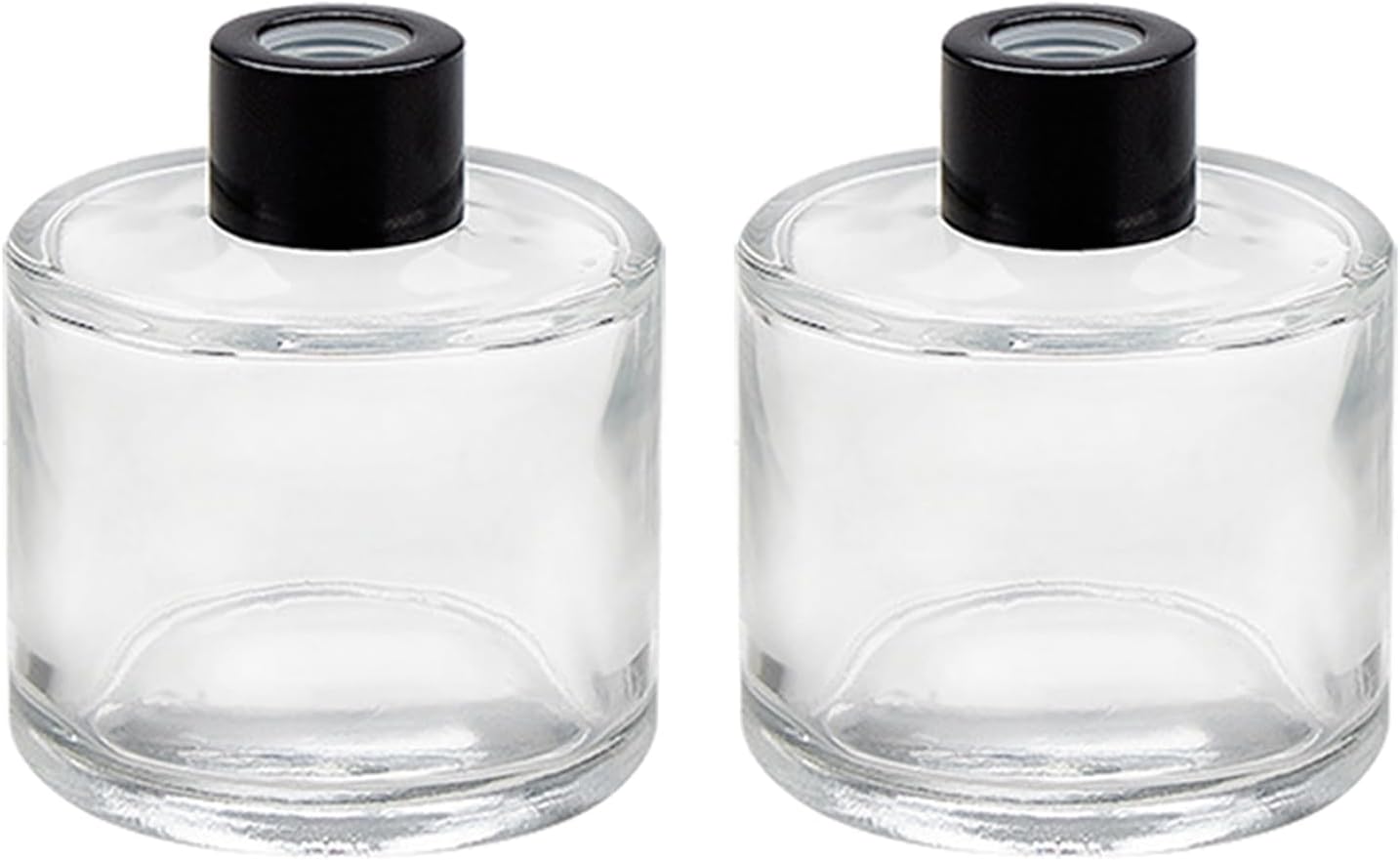 2 Pcs 50ml Clear Glass Diffuser Bottles with Black Lid