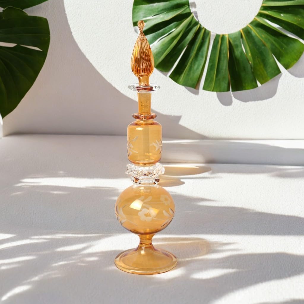 Hand Blown Amber Fragrance Glass Bottle