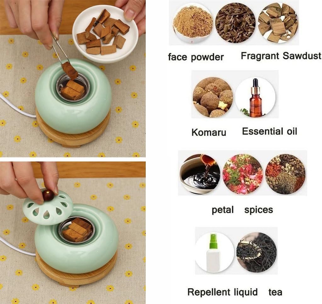 Timing Temperature Electronic Incense Burner with Spoon and Spice Tray