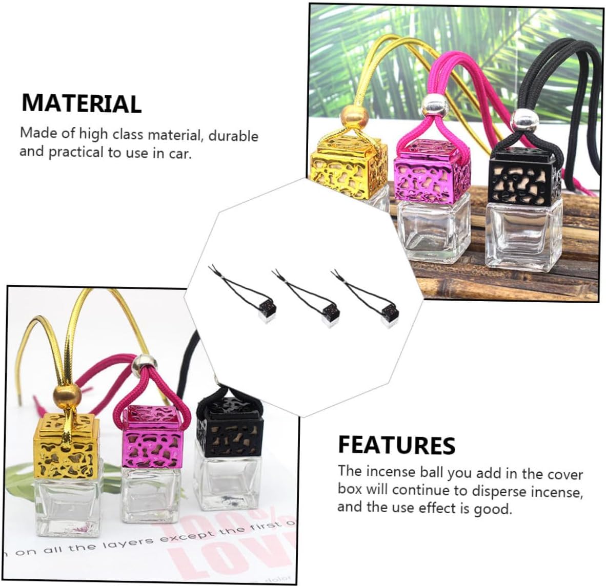 3pcs Car Perfume Bottle Pendants for Decoration