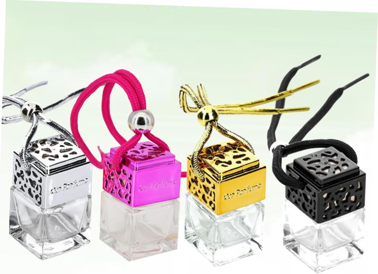 FOYTOKI Car Hanging Perfume Bottle Glass Diffuser Square Shape Empty Car Decor Bottle