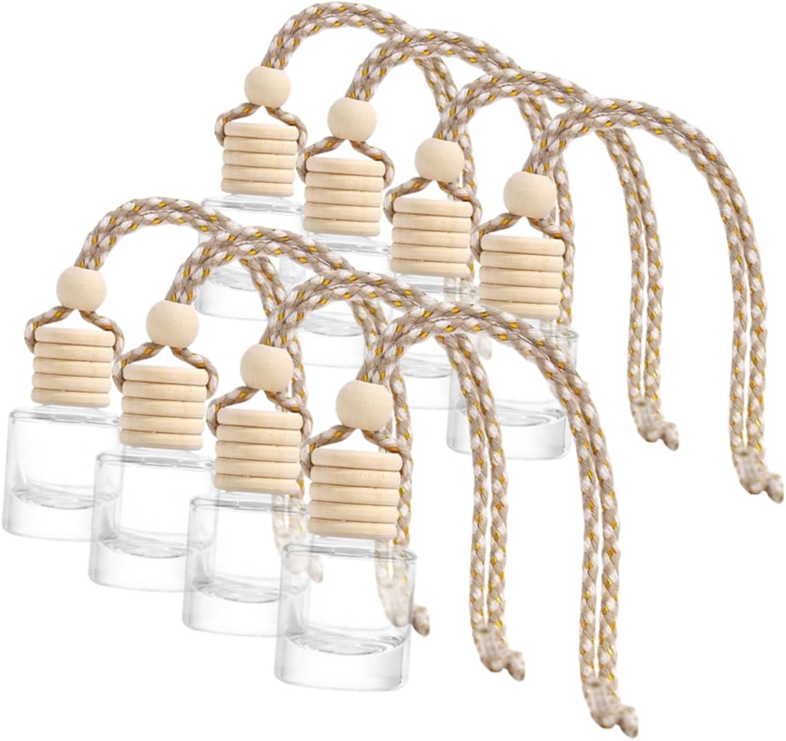 8pcs Car Glass Perfume Bottles Diffuser Pendant for Auto Decor Interior Decoration Hanging Scent Holder