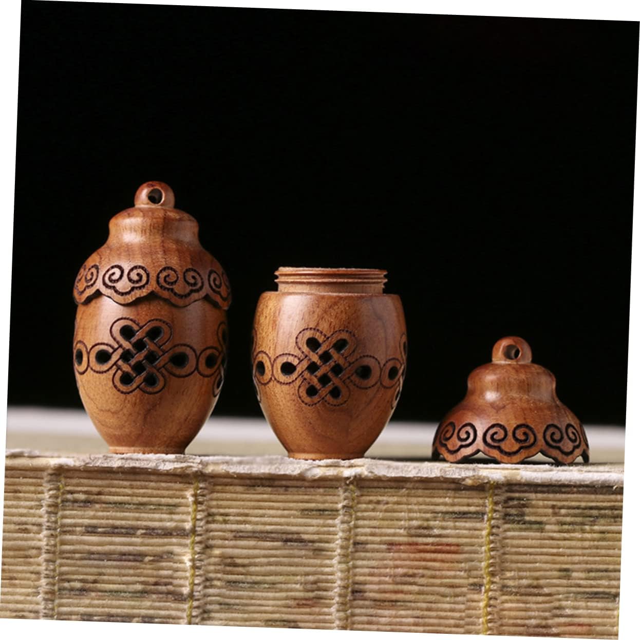 Wood Carved Diffuser Bottle Aromatherapy Incense Holder