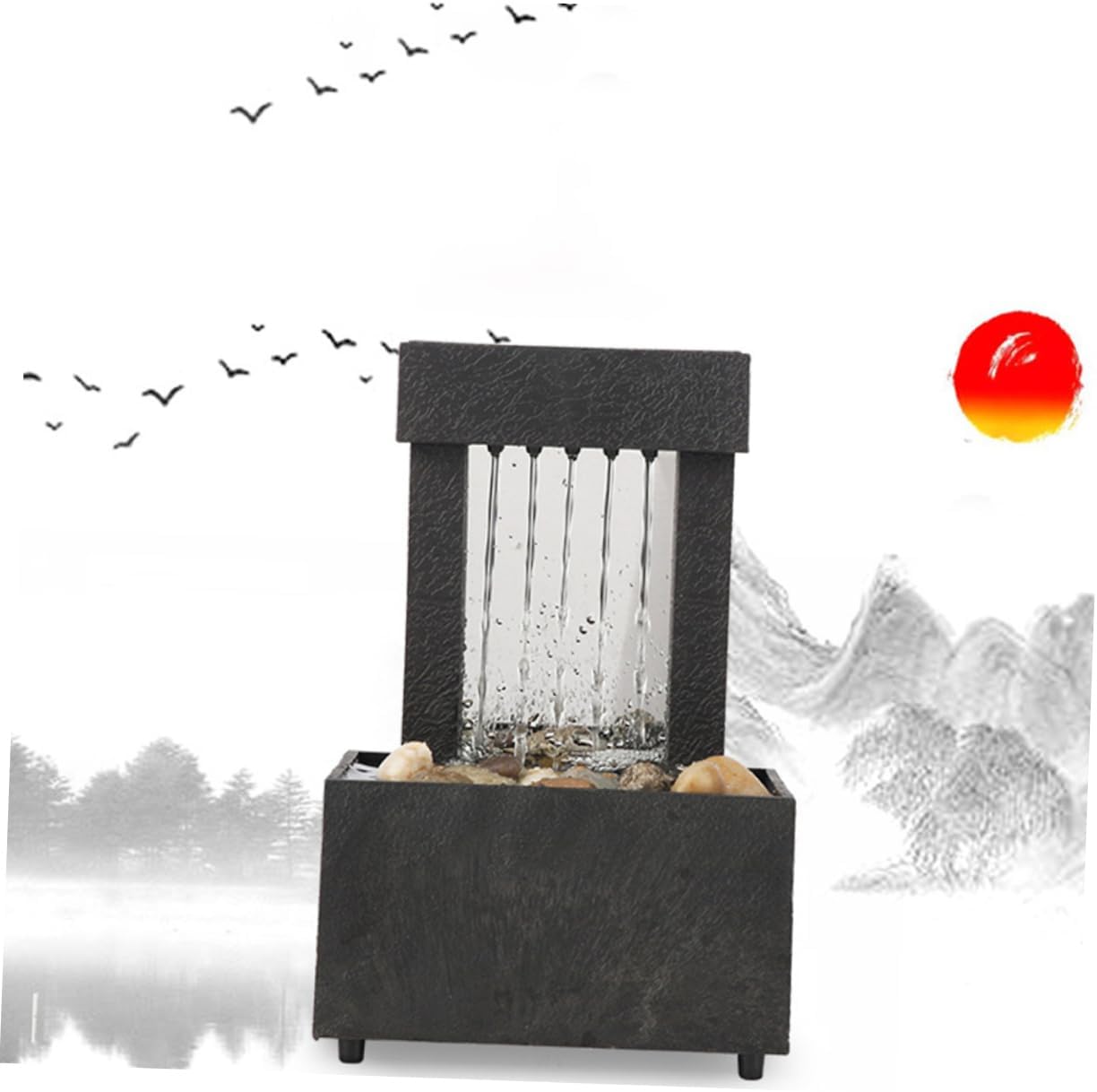 ORFOFE Tabletop Fountain Indoor Mini Waterfall Decor