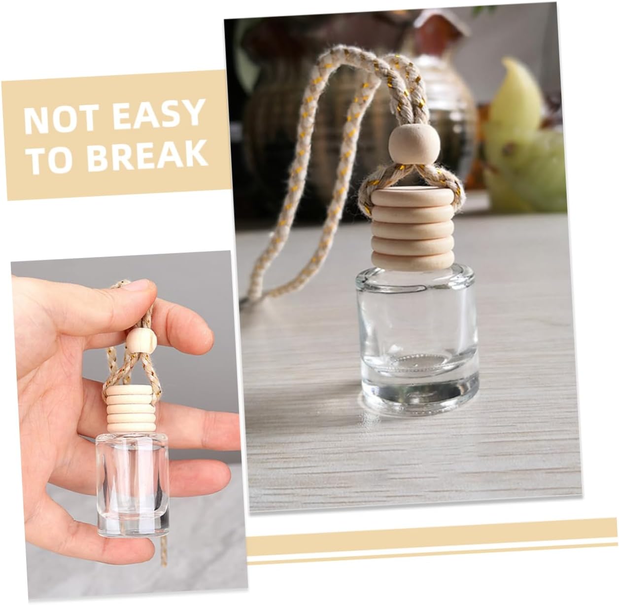 8pcs Car Glass Perfume Bottles Diffuser Pendant for Auto Decor Interior Decoration Hanging Scent Holder